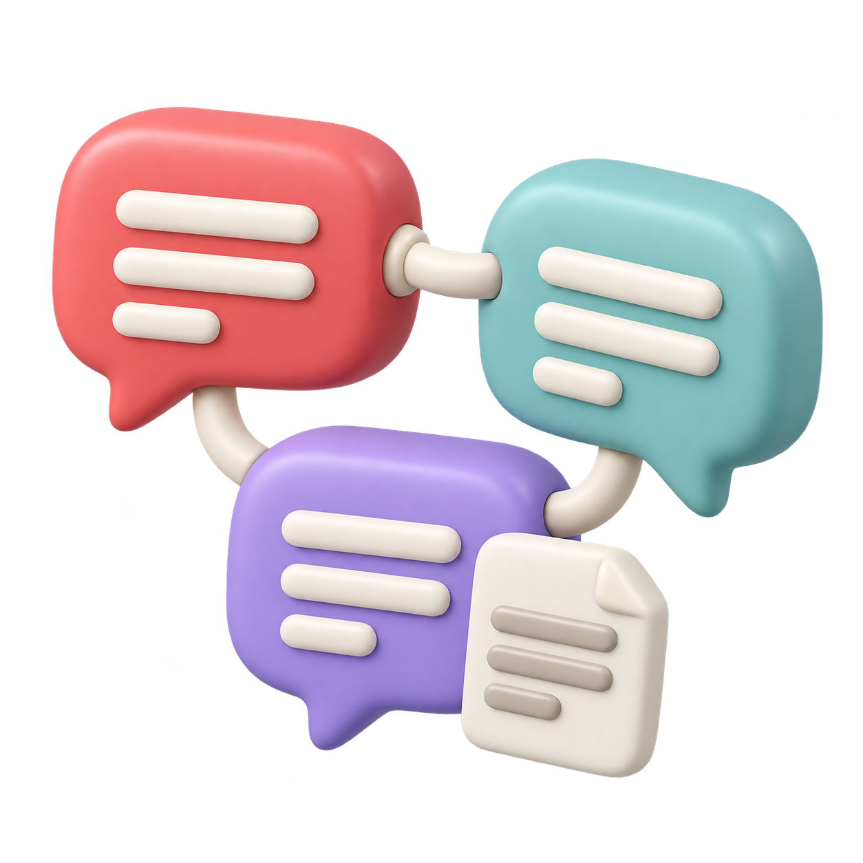 Illustration of connected Reddit discussions informing a broader answer