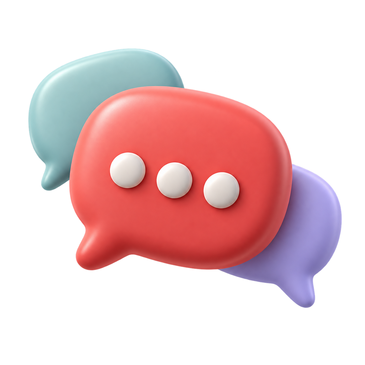 Toy-like coral, teal, and lavender speech bubbles for the RedComments blog